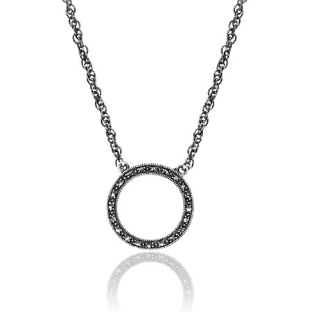 Sterling Silver Marcasite Circle of Life Necklace - Click Image to Close